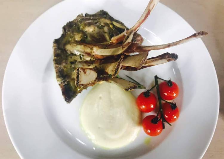 Step-by-Step Guide to Prepare Super Quick Homemade Lamb Rack on a bed of cauliflower puree