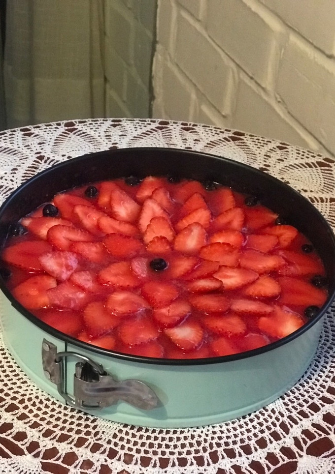 Una foto de Pastel de queso y fresa