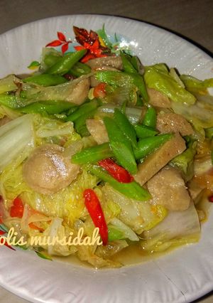 Foto resep Tumis sawi putih buncis bakso