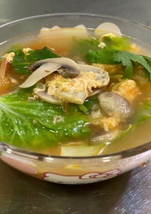 番茄蘑菇蛋花湯 的食譜成品照片