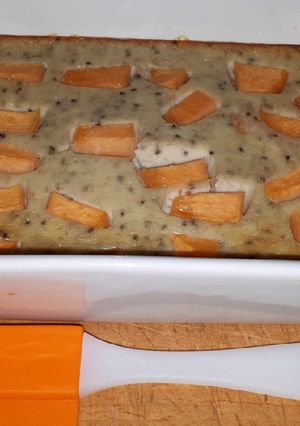 O poză a rețetei Budincă de mascarpone cu banană și pepene galben.
