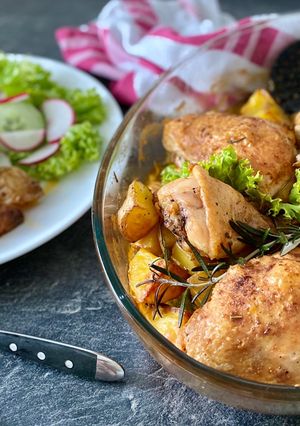Csirkecomb rozmaringos krumplival recept fotója