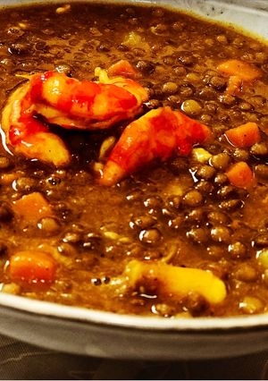 Una foto de Lentejas al curry con carabineros by Dabiz Muñoz ❌⭕️....🐷🐽🐷🐽