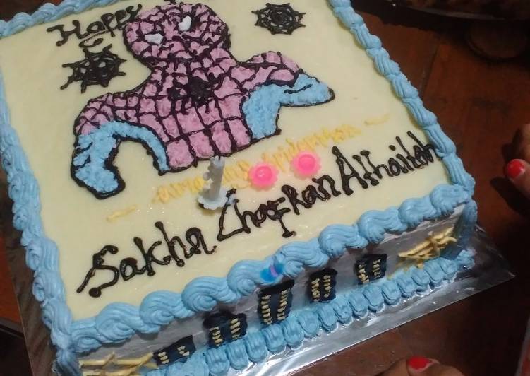 Cake ulang tahun spiderman ala mama aya