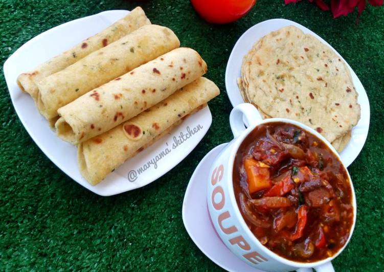 Lefse with chicken vegetable soup Lefse with chicken vegetable soup