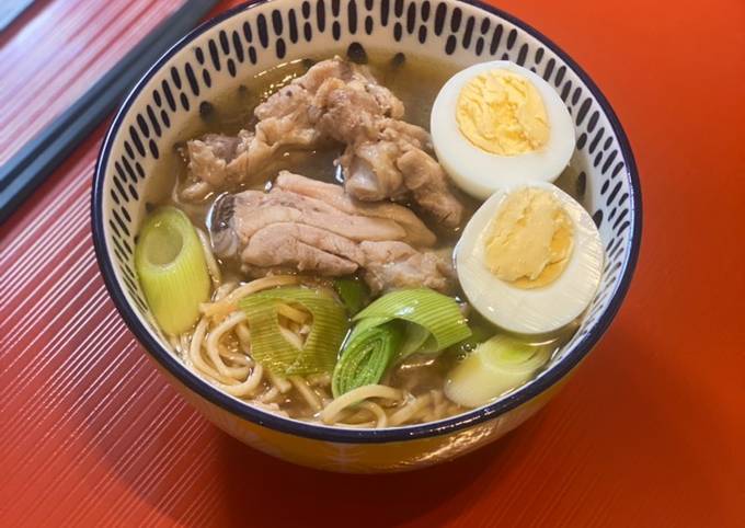 Duck broth chicken ramen for quick lunch