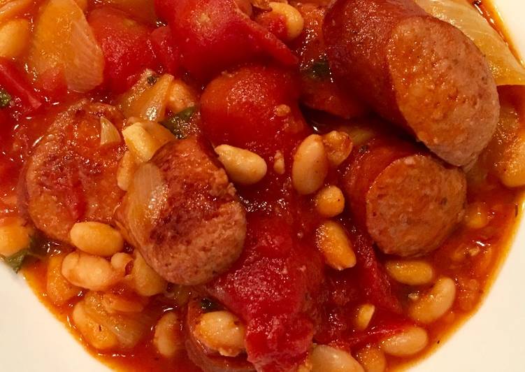Andouille Sausage with White Beans in Tomato Sauce