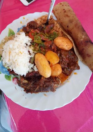 A picture of Meat stew with rice#authormarathon.