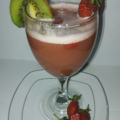 A picture of Strawberry, kiwi fruit, pineapple, melon mixed juice...