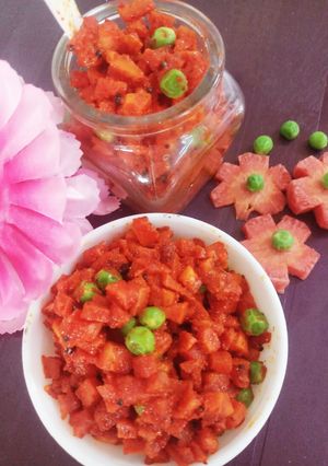 A picture of Carrot matar pickle.