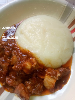 A picture of Blended pounded yam and stew.