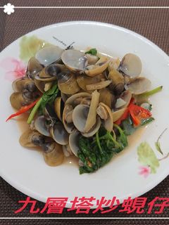 九層塔炒蜆仔(簡單料理) 的食譜成品照片