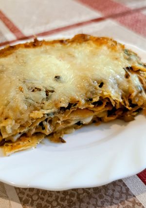 Csirkés, zöldséges rakott tortilla recept fotója