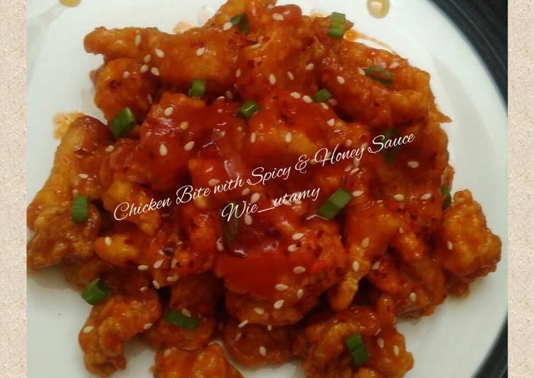 Cara Gampang Menyiapkan Chicken Bite with Honey Sauce / Ayam Pedas Saos Madu ala Korea yang Enak Banget