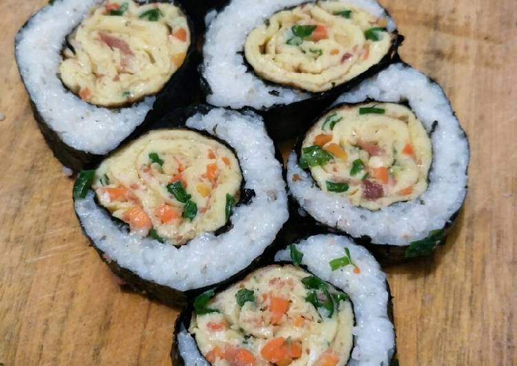 Resep Kimbab egg roll | Cara Membuat Kimbab egg roll Yang Lezat