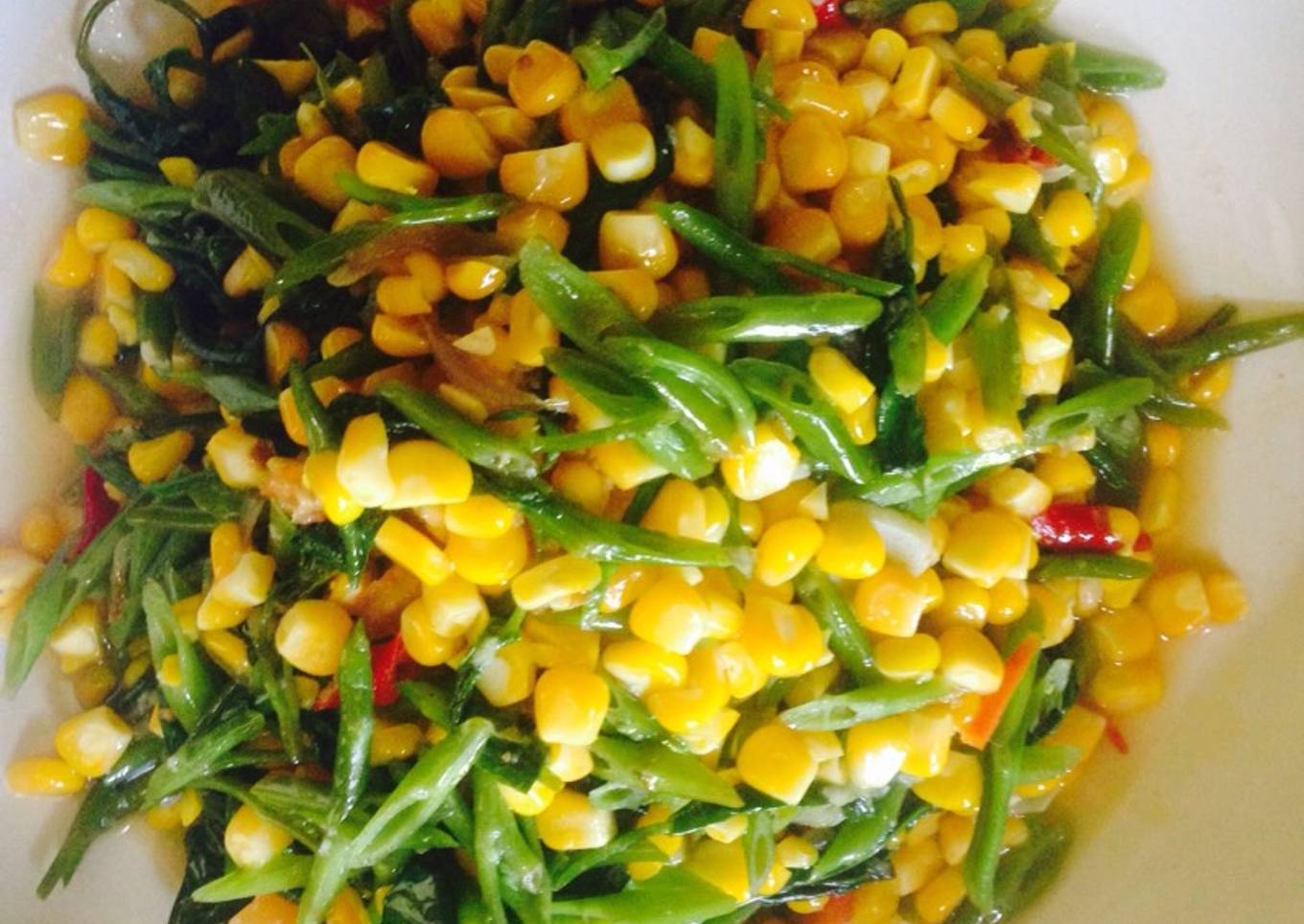jagung manis goreng kangkung