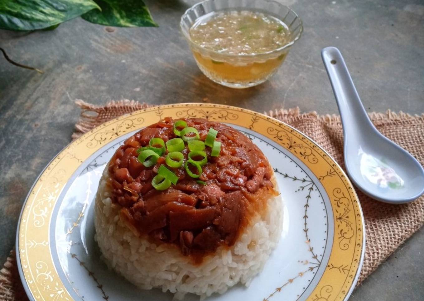 Nasi Tim Ayam Jamur Tiram