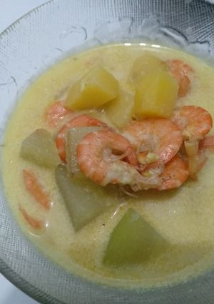 Foto resep Kuah santan udang labu kentang