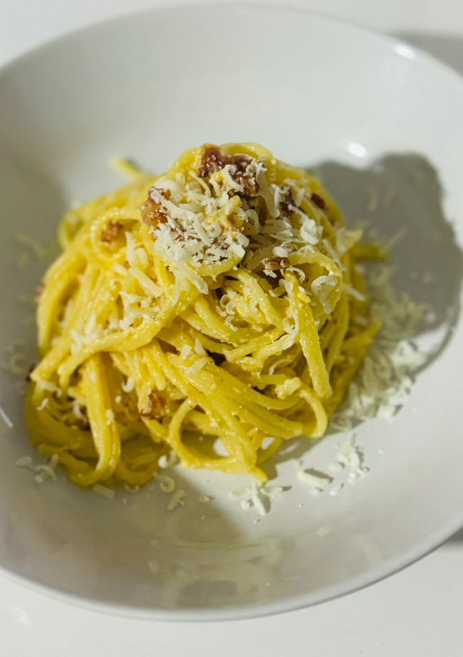 Una foto de Espaguetis carbonara original