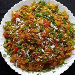 A picture of Dry Chilli Mushroom Jackfruit Curry.