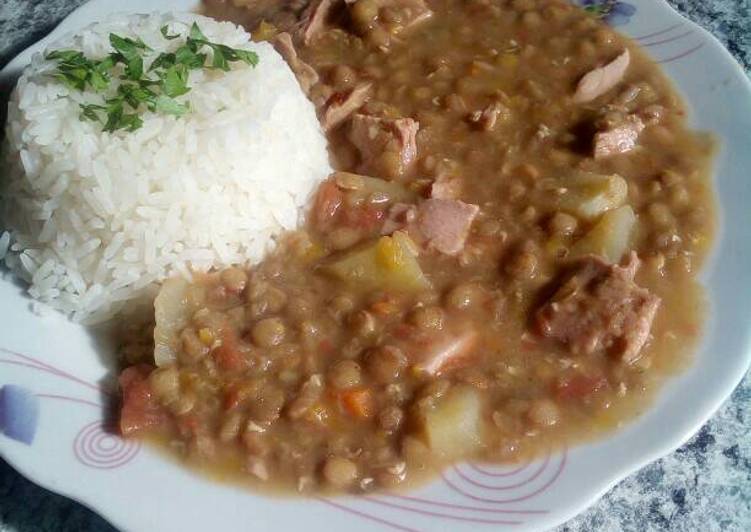 Guiso de lentejas con atún