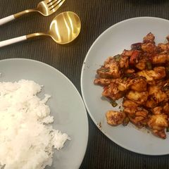 Thai basil chicken A picture of Thai basil chicken.