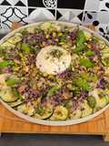 Carpaccio de courgettes, burrata fondante & pesto frais