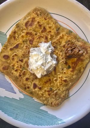 A picture of Methi lauki cheese parantha.