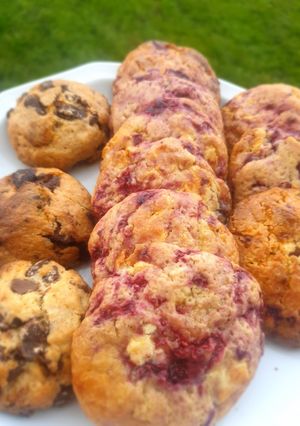 Une photo de Cookies chocolat blanc framboise