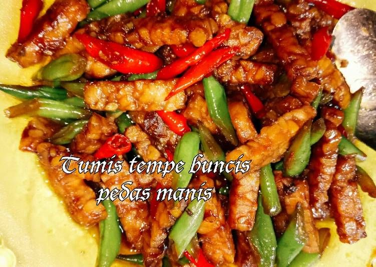 Tumis tempe buncis pedas manis