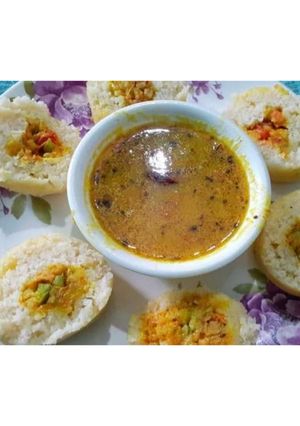 A picture of Vegatable stuffed idli.