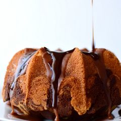 A picture of Marble Cake with Double Chocolate topping.