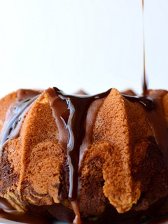 A picture of Marble Cake with Double Chocolate topping.