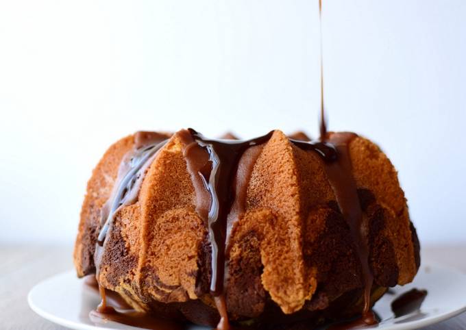 Marble Cake with Double Chocolate topping