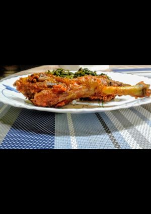 A picture of Deep fried crispy chicken with osuga(managu)#stayathomechallenge.