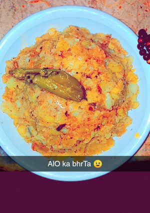 A picture of Aloo ka Bhurta.
