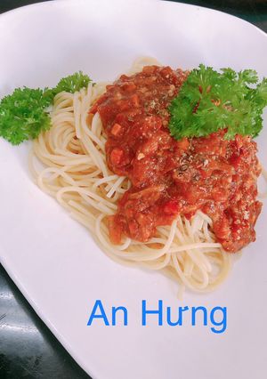 Hình của món Mỳ Ý Bò Bằm Chay.