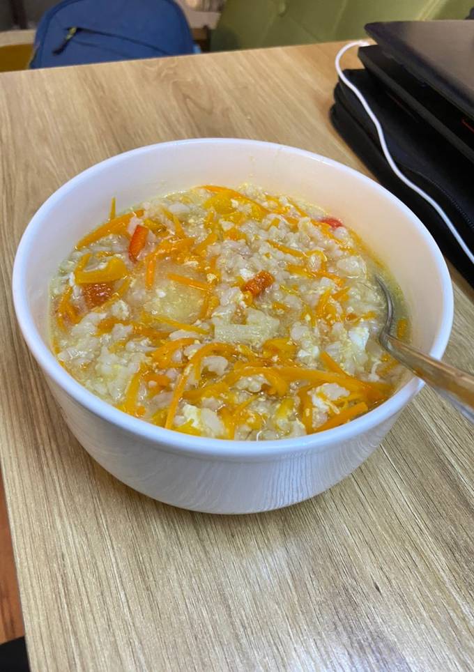 Cách Làm Món Cháo gạo lứt rau củ ăn kèm trứng vịt muối của If I’m not ...