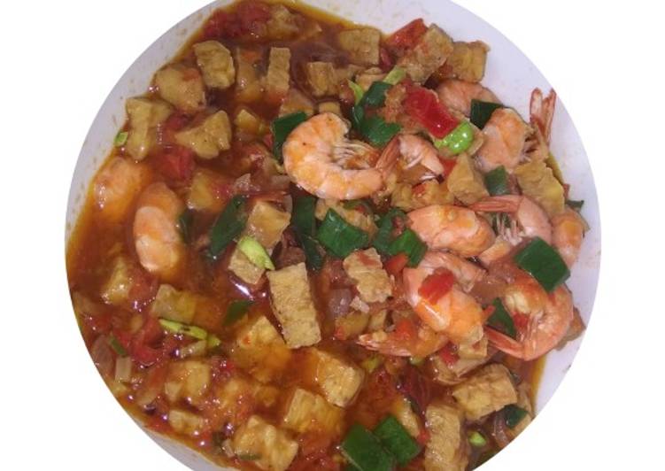 56. Tumis Tempe Udang Pedes Manis