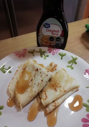 Una foto de Panqueques con jarabe de maíz