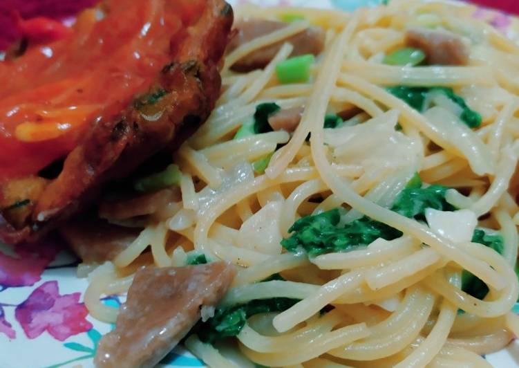 Spaghetti carbonara alla2 mix Fuyunghai sayur