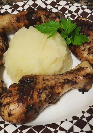 Una foto de Jamón de pollo a la sartén con pure de patata