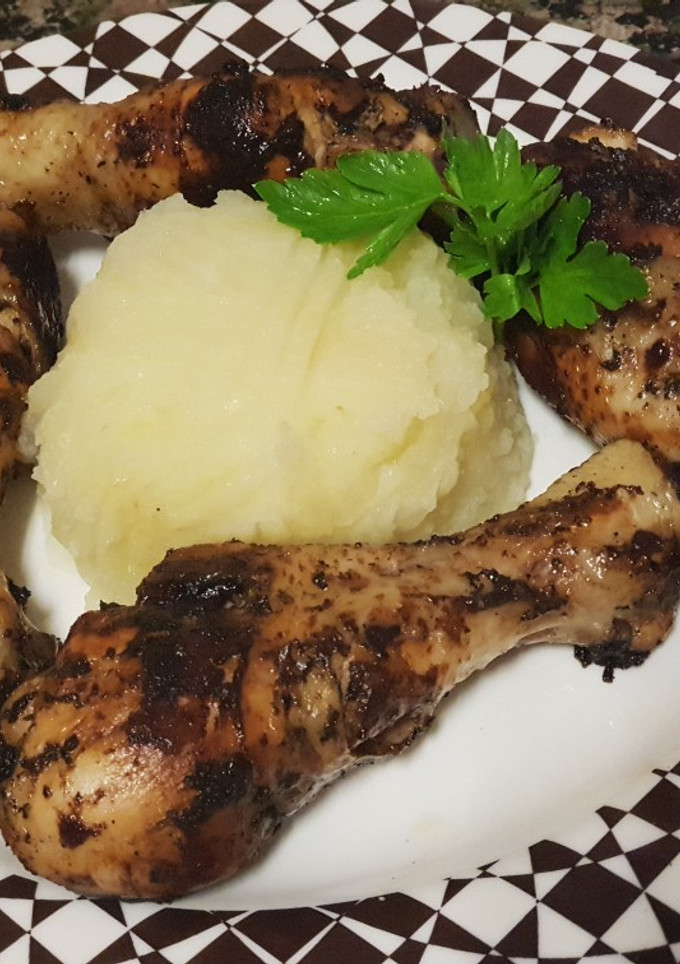 Una foto de Jamón de pollo a la sartén con pure de patata
