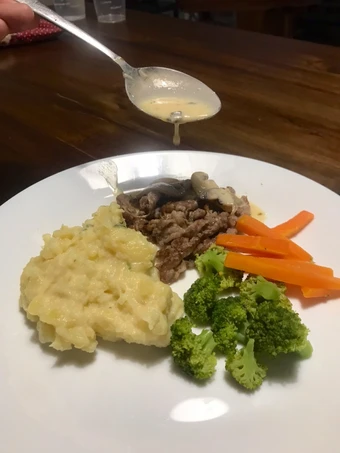 Langkah Mudah untuk Menyiapkan Resep Sliced beef teriyaki w/ mashed potato mushroom sauce yang Enak