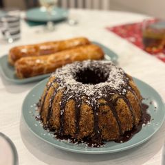 Coconut-carrot bundt cake A picture of Coconut-carrot bundt cake.