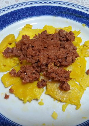 Una foto de 🇫🇷 Tortilla "francesa" rellena de carne picada sin gluten y vegana🍳