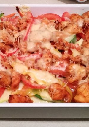 Grillezett csirke zöldséges rizságyon recept fotója