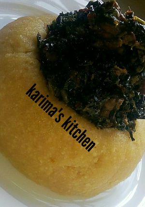 A picture of Eba_vegetables sauce.