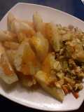 Papas tipo bravas al horno con merenjunge