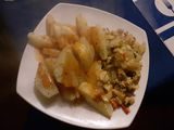Papas tipo bravas al horno con merenjunge